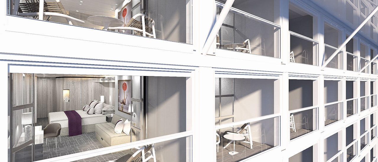 Panoramavindue eller din egen private balkon - de fleste balkonkahytter har en "infinity veranda"