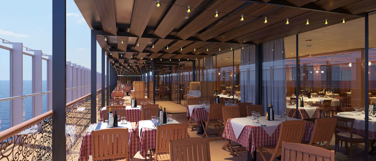 Udendørs servering på Cuccina del Capitano