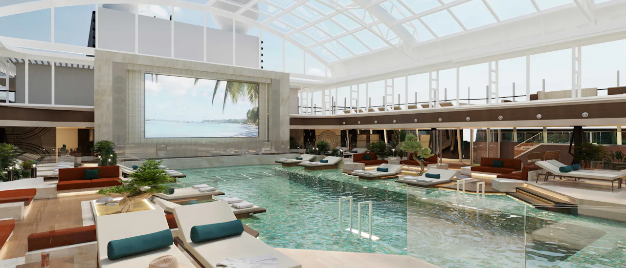 The Conservatory er den indendørs pool med udtrækstag af glas