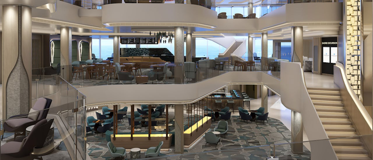 I hjertet af skibet er Penrose Atrium, et atrium med tre dæk. Designet af Miami-baserede Studio Dado